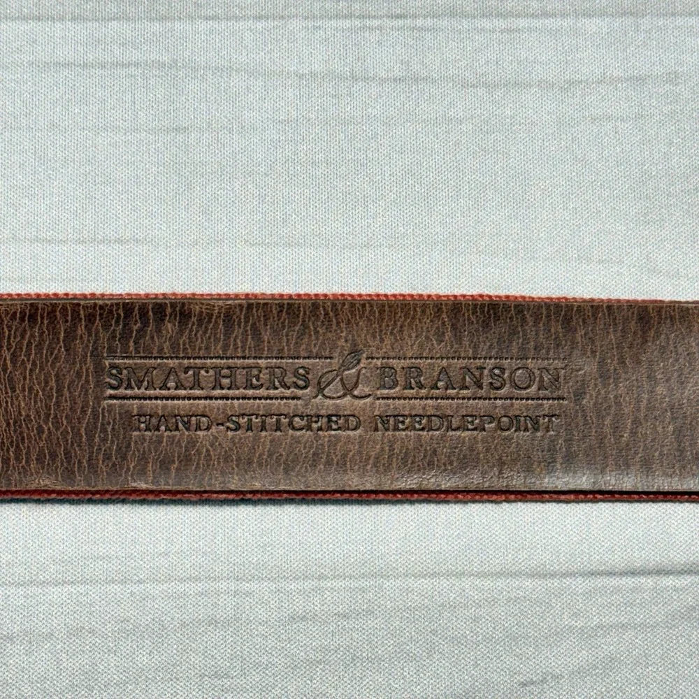 Smathers & Branson Belt Mens 46 Leather Needlepoint Boys & Girls Club of America